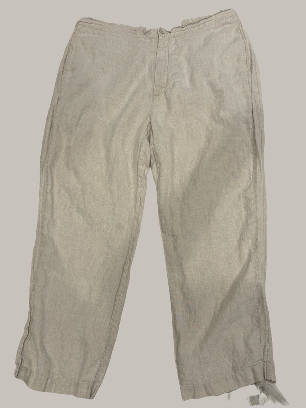 Brandini linen Straight-Leg Drawstring Pants in Light oatmeal Beige
